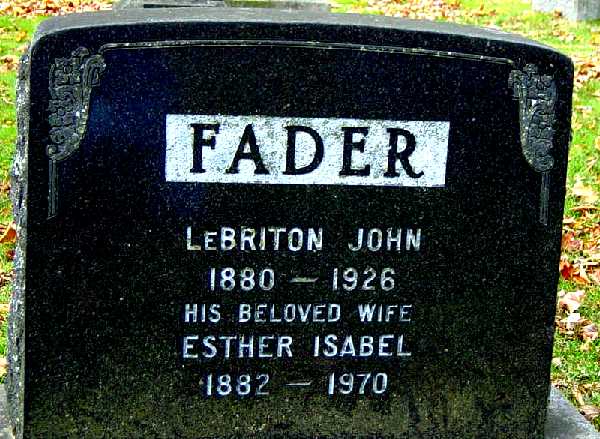 Photo of headstones/Esther Isabel Fader 1882-1970 hdstn Camp Hill Halifax